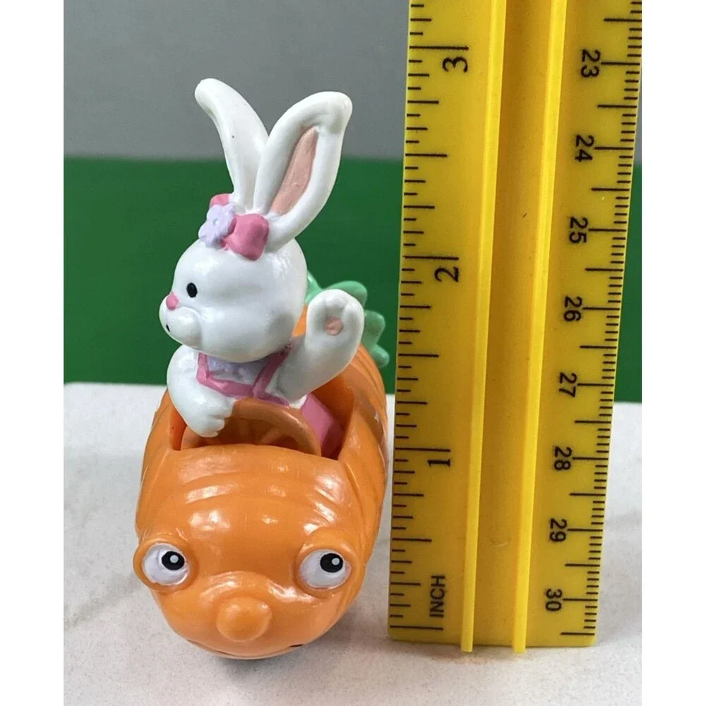 Rare Vintage Applause PVC Easter Bunny Driving a Carrot Car
